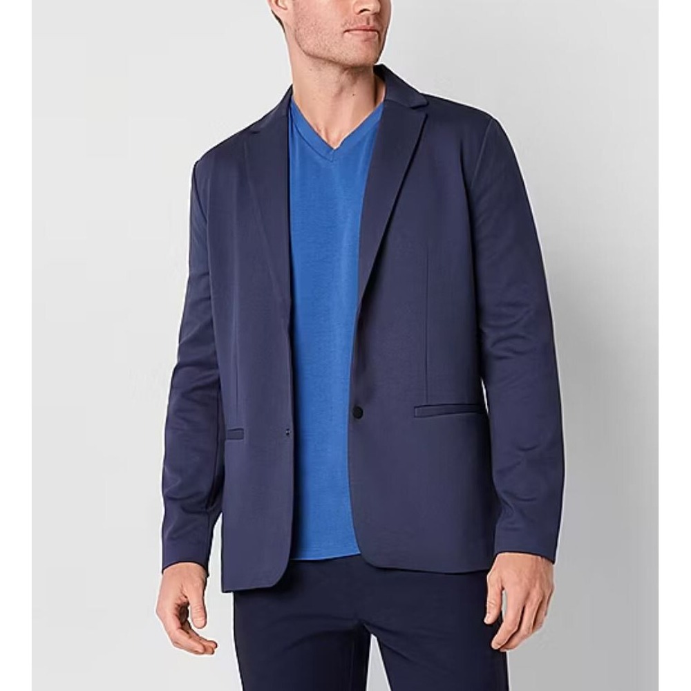 Stylus Mens Modern Fit Stretch Knit Blazer Jacket Navy Blue Night Small NEW
